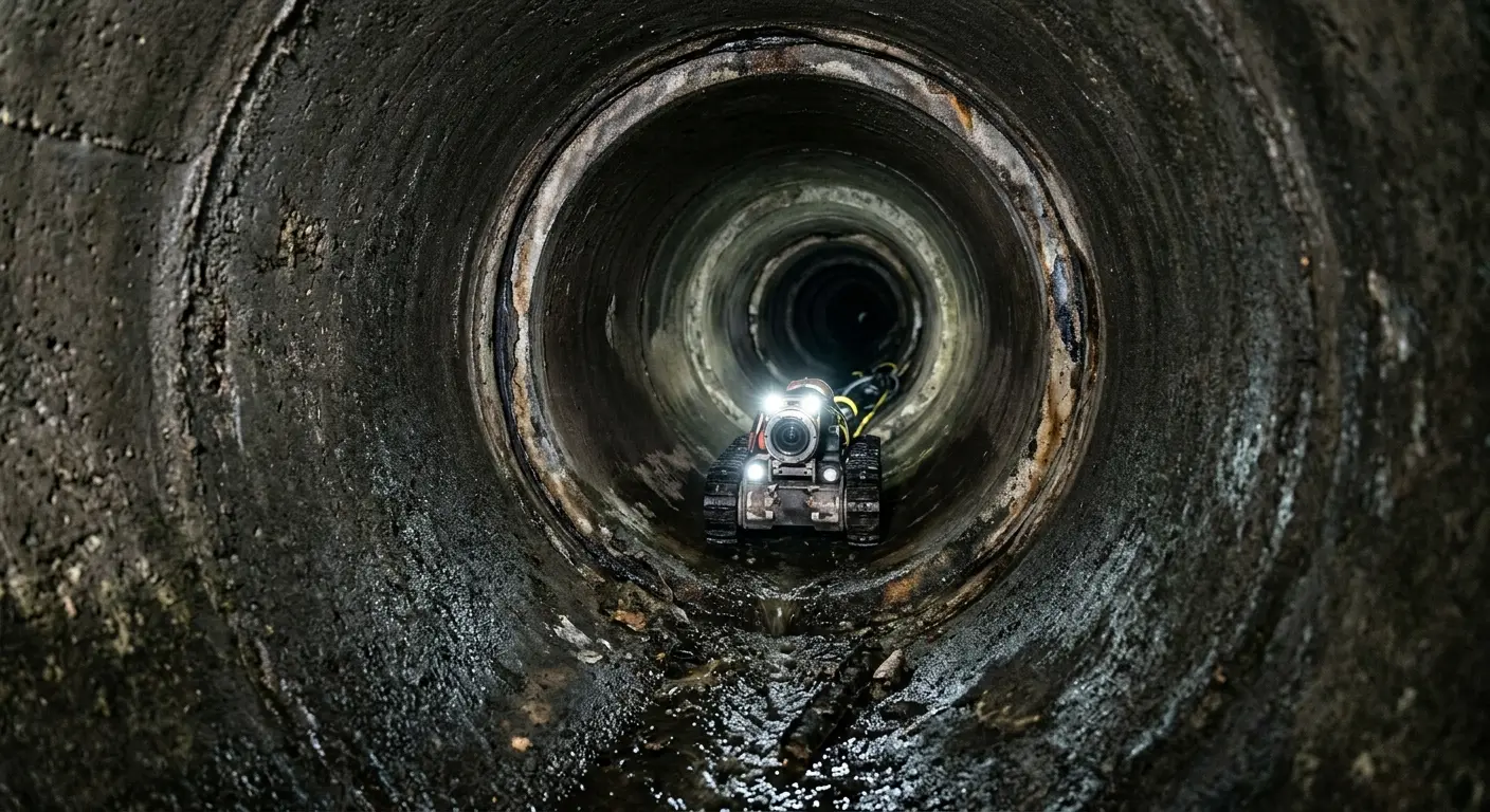 Robotic sewer camera inspecting pipe interior for Sewer Line Repair in Yarmouth